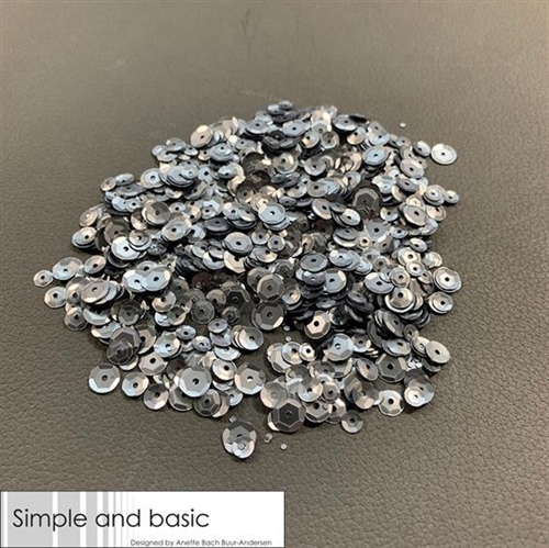 Simple and Basic pailletter/sequins Gunmetal 4-5-6mm 30g